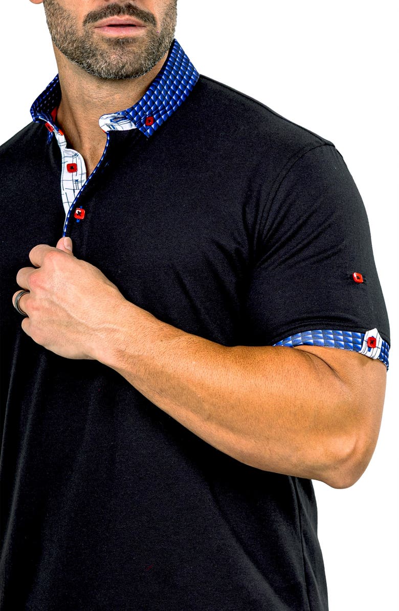 Maceoo Newton Marthyr0023 Black Button-Down Piqué Polo, Alternate, color, 