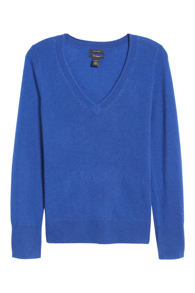 V-Neck Cashmere Sweater, Alternate, color, BLUE SURF