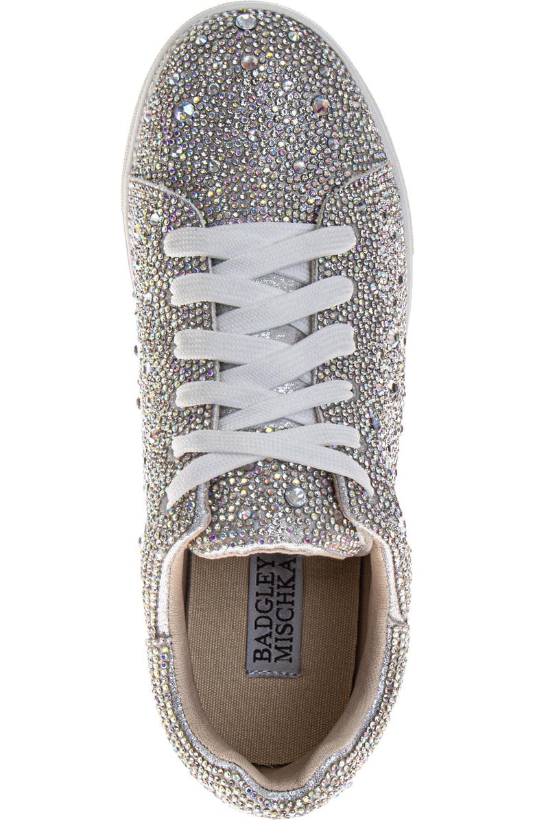 BADGLEY MISCHKA Glitzy Sneakers Girls' Sparkle Detail Fashion Wear, Alternate, color, Silver