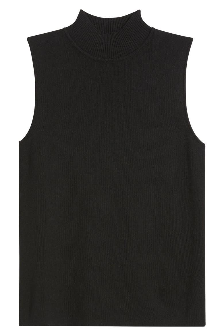 Sleeveless Mock Neck Sweater, Alternate, color, ANNE BLACK