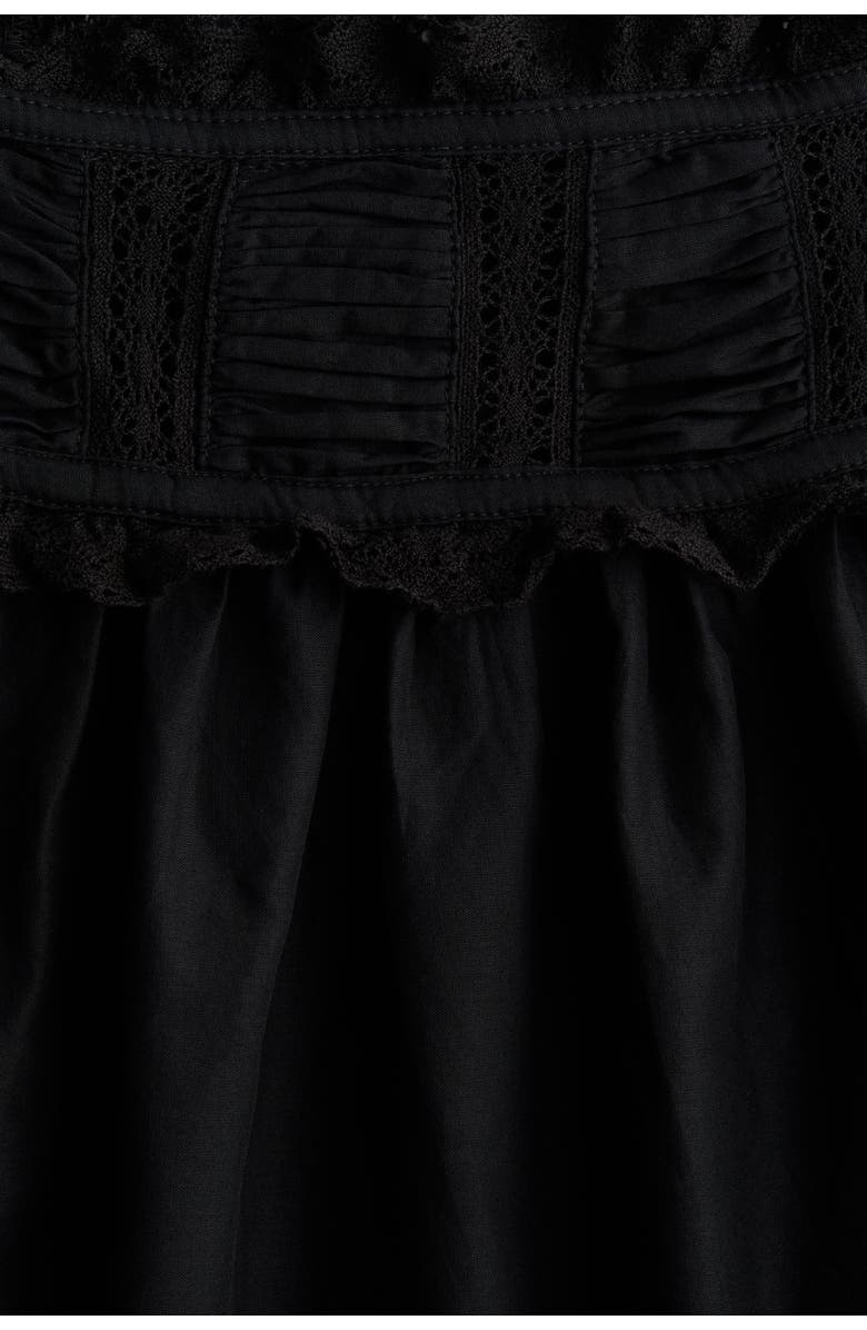 H&M Lace-trimmed Cotton Blouse, Alternate, color, Black