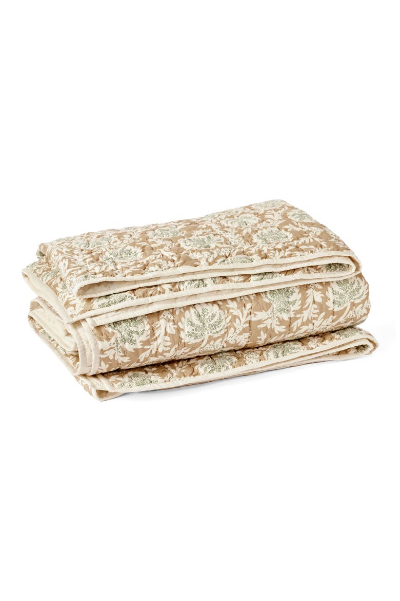 Robles Hand-Stitched Organic Cotton Quilt, Main, color, FAWN W/ JUNIPER