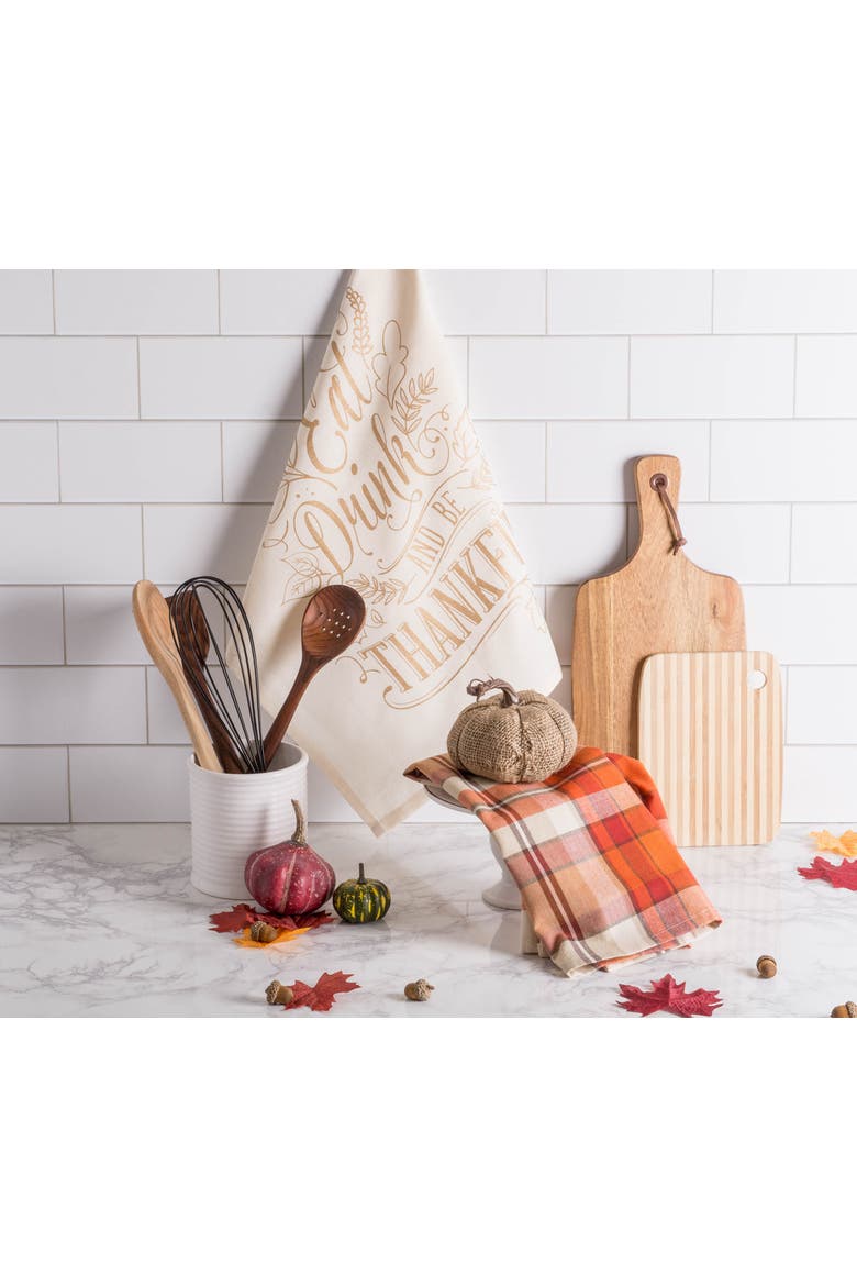 Asst Check Fall Be Thankful Printed Dishtowel Set/2, Alternate, color, Be Thankful