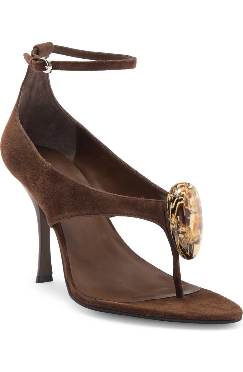 Jeffrey Campbell Bronzite Ankle Strap Sandal, Main, color, Brown Suede