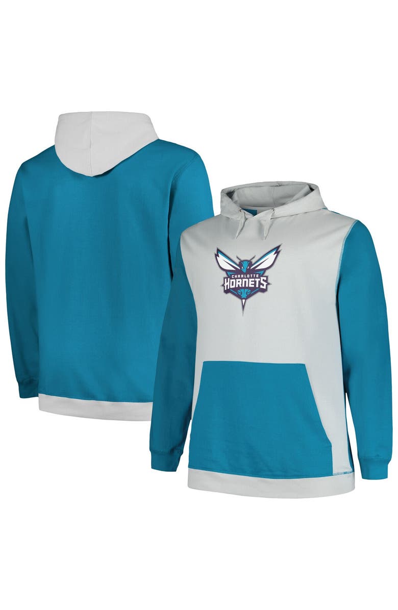 FANATICS Men's Fanatics Branded Teal/Silver New Orleans Hornets Big & Tall Primary Arctic Pullover Hoodie, Main, color, Teal