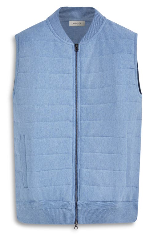 Bugatchi Quilted Cotton Zip Sweater Vest In Blue