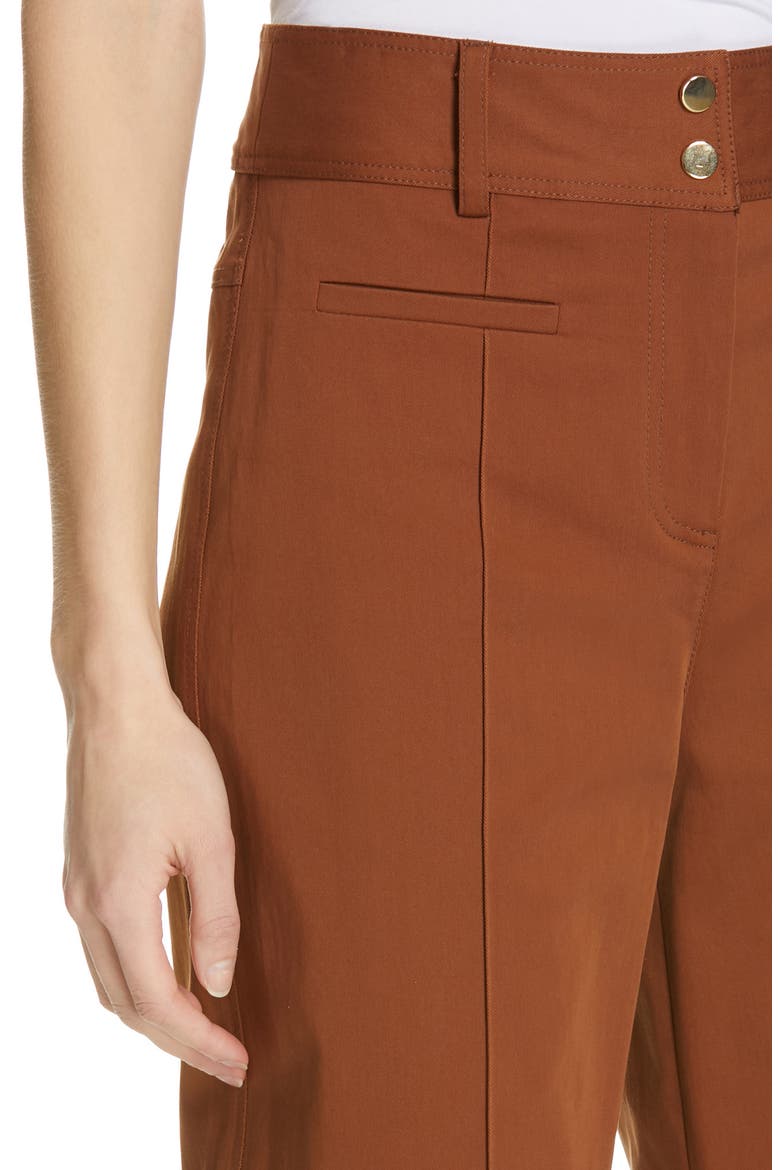 Pop Wide Leg Crop Stretch Cotton Pants, Alternate, color, RUST
