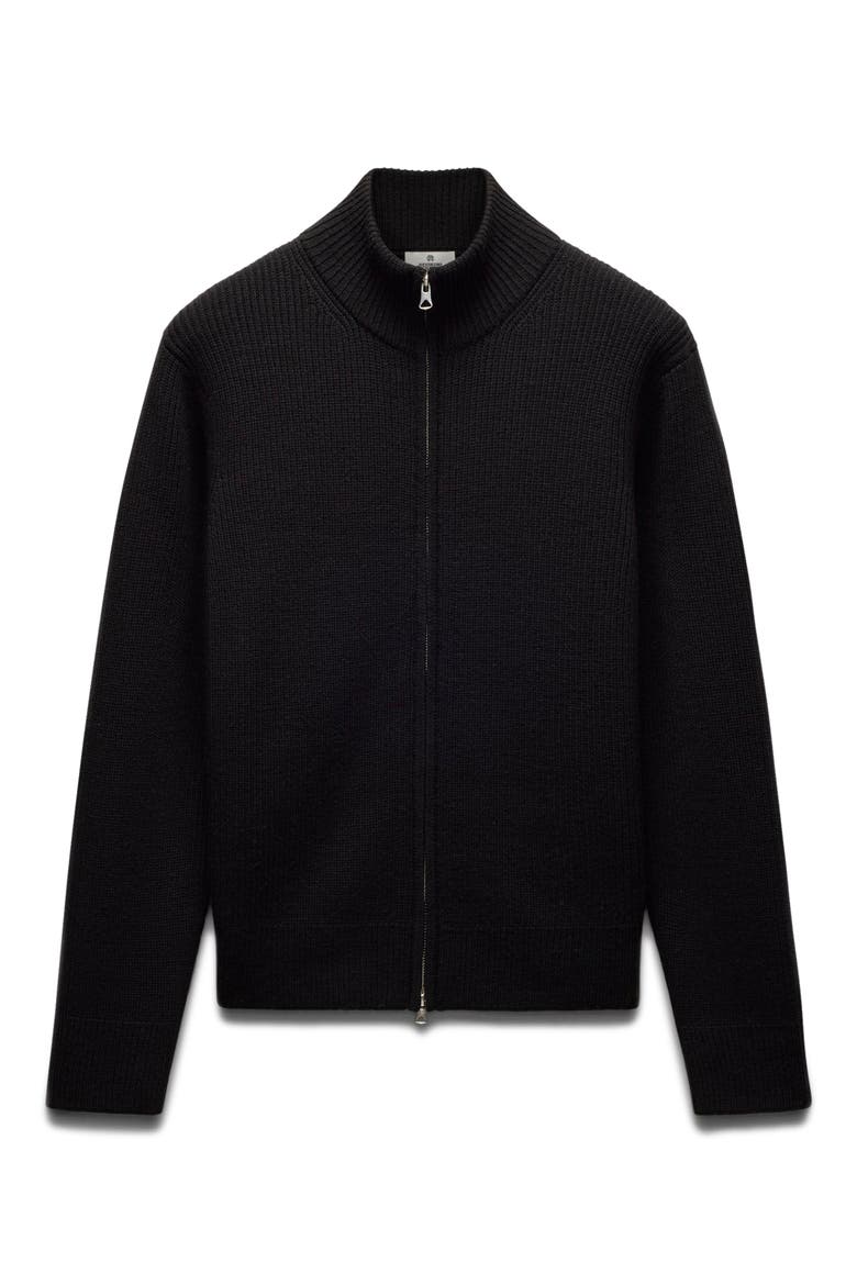Vinnie Rib Merino Wool Track Jacket, Alternate, color, BLACK