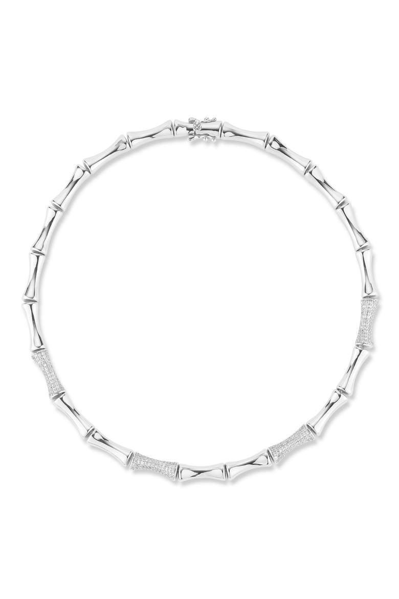 Bamboo Cubic Zirconia Necklace, Main, color, SILVER