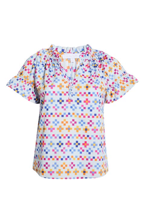 Cabina Floral Macy Ruffle Top (Plus)