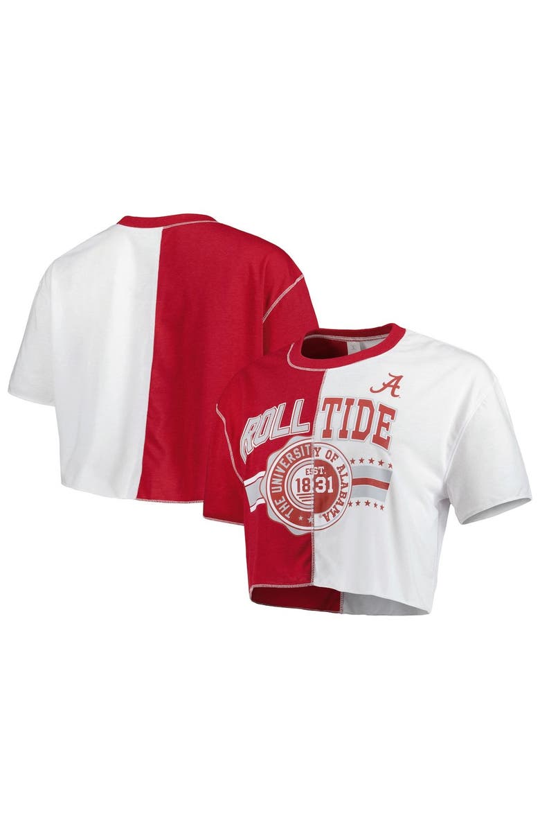 ZOOZATZ Women's ZooZatz Crimson/White Alabama Crimson Tide Colorblock Cropped T-Shirt, Main, color,