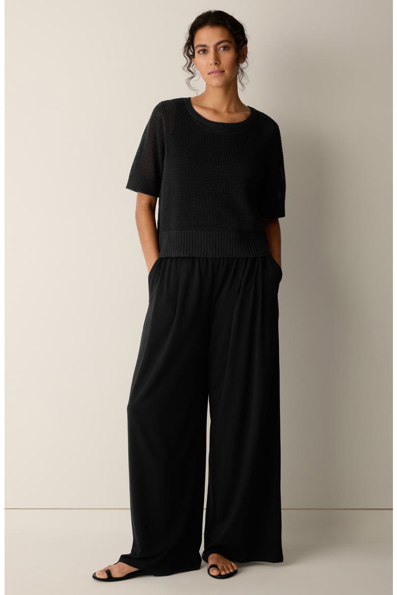 Waffle Knit Sweater, Alternate, color, BLACK