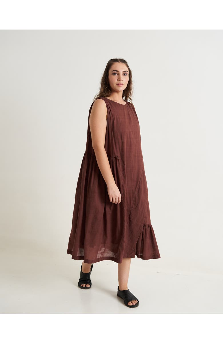 World of Crow Cocoa Brown Pleated Twirl Dress, Main, color, 