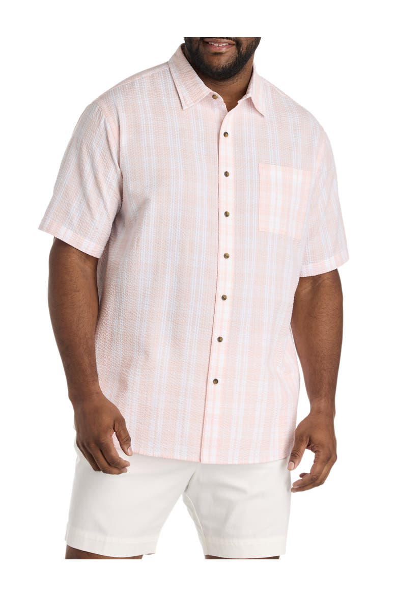 Big & Tall  Seersucker Plaid Sport Shirt, Main, color, PINK