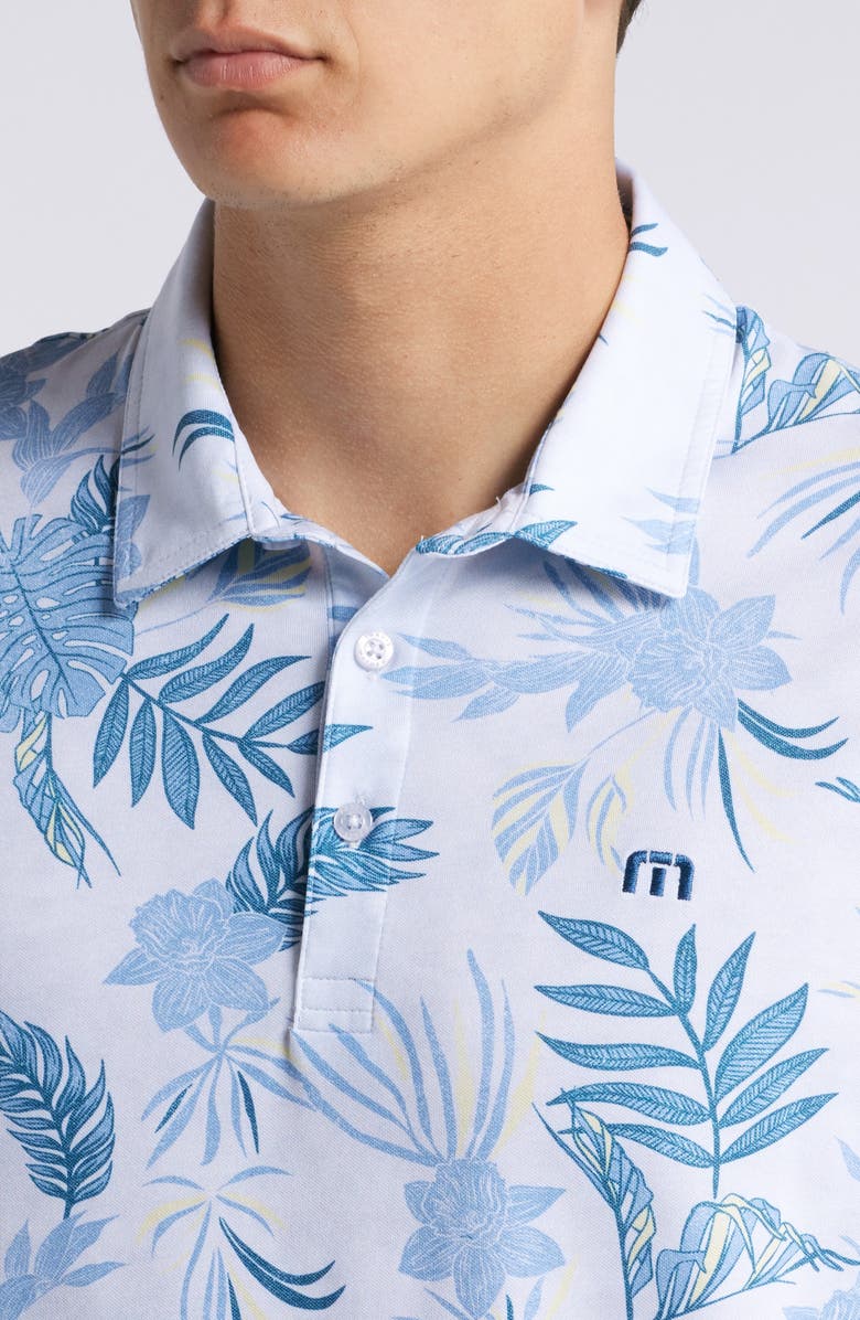 TravisMathew Featherweight Island Floral Polo, Alternate, color, Heather Light Grey/Blue
