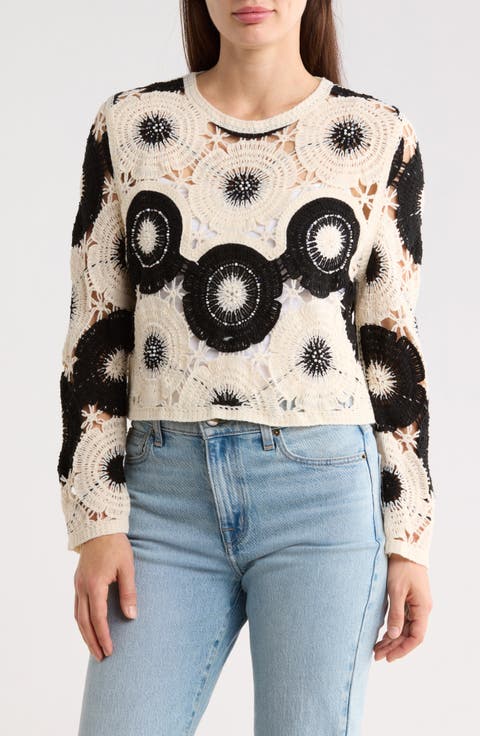 Beaded Cotton Open Stitch Sweater