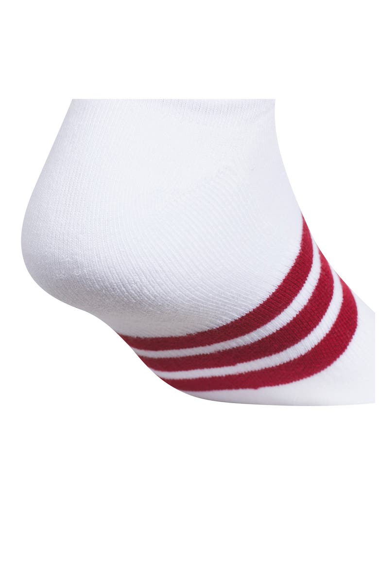 Cushioned 3-Stripe No-Show Socks, Alternate, color, WHITE/ ACTIVE MAROON/ BLUE