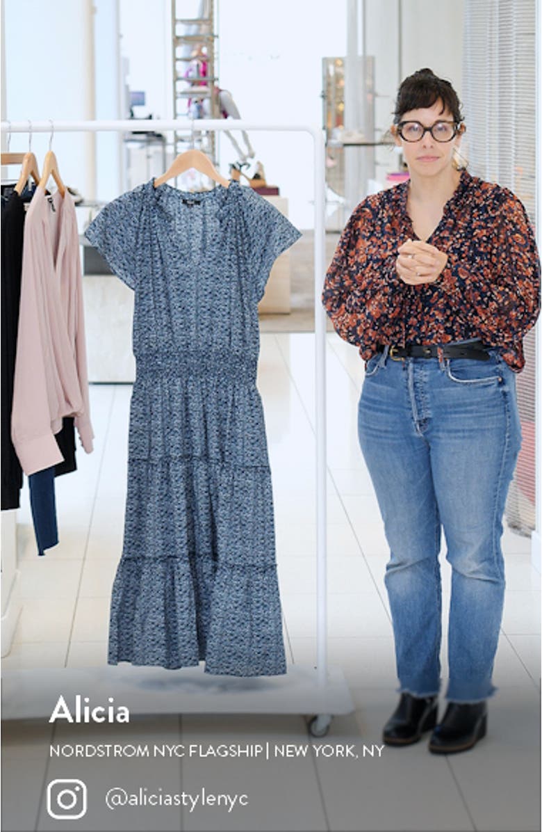 Amellia Print Tiered Cotton Midi Dress, sales video thumbnail