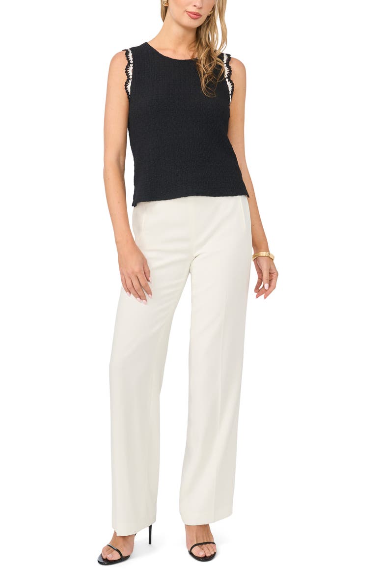 Scallop Tweed Sleeveless Top, Alternate, color, RICH BLACK