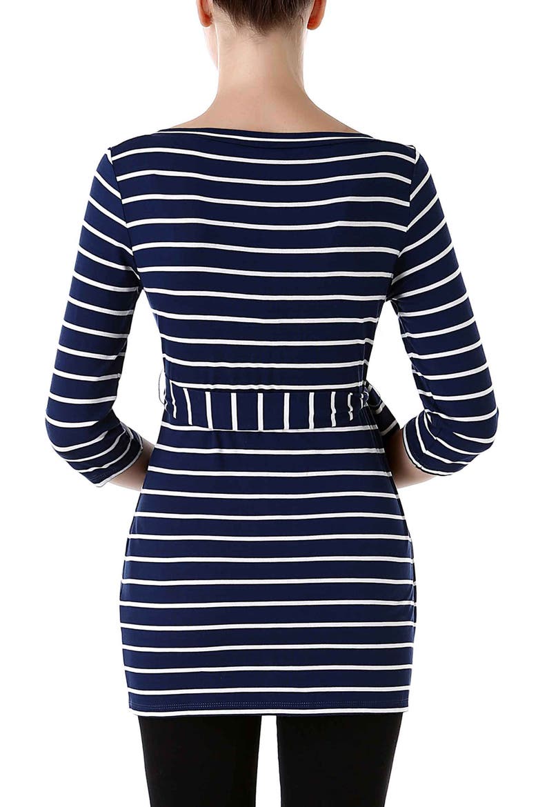 Whitney Striped Boatneck Maternity Top, Alternate, color, Navy Ivory