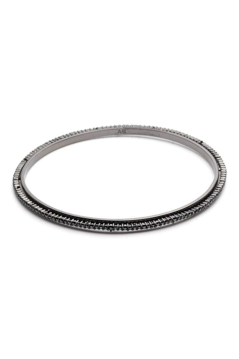 Floral Noir Crystal Spiked Bangle, Main, color, BLACK