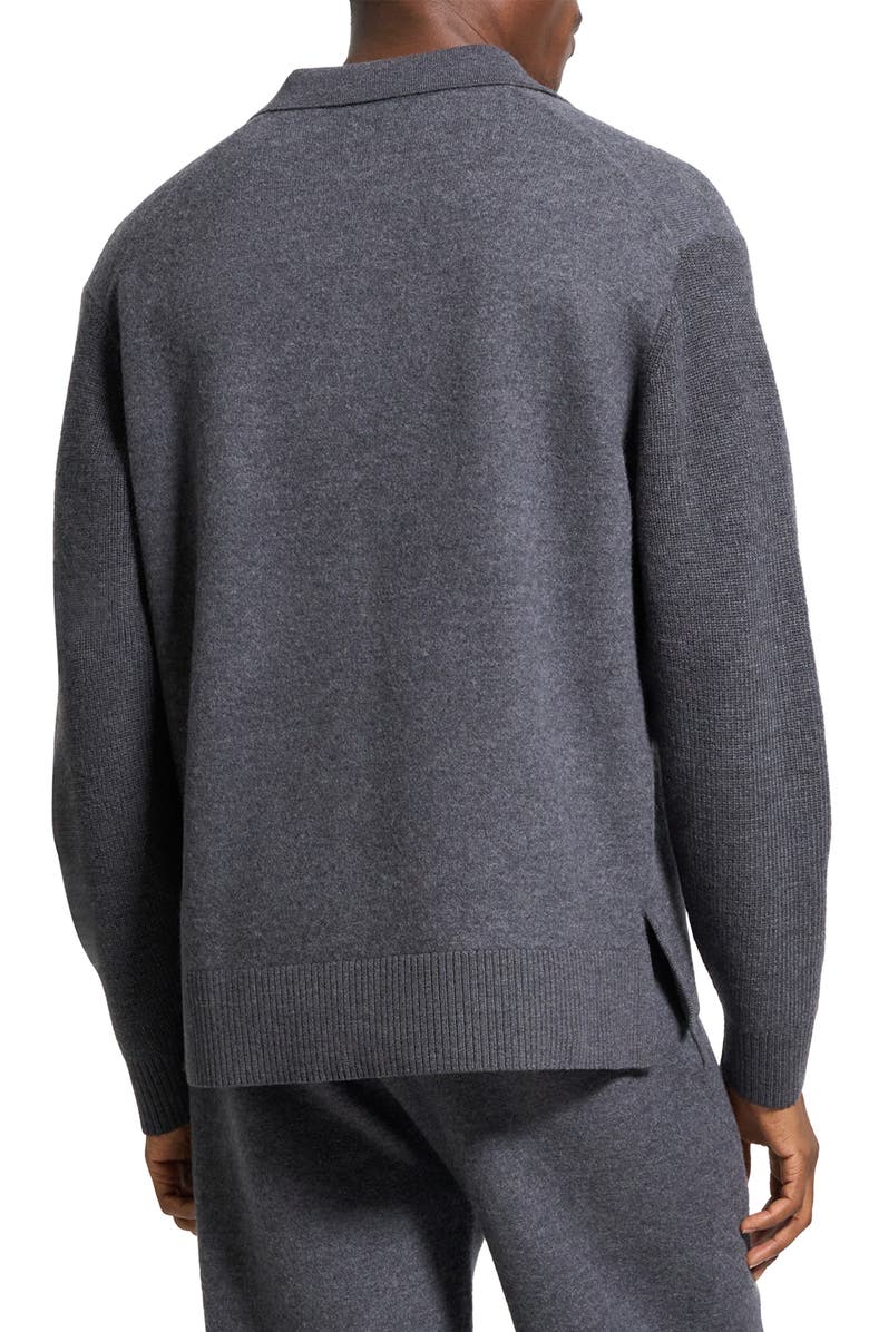 Theory Boiled Merino Wool Johnny Collar Sweater, Alternate, color, Dark Grey Melange