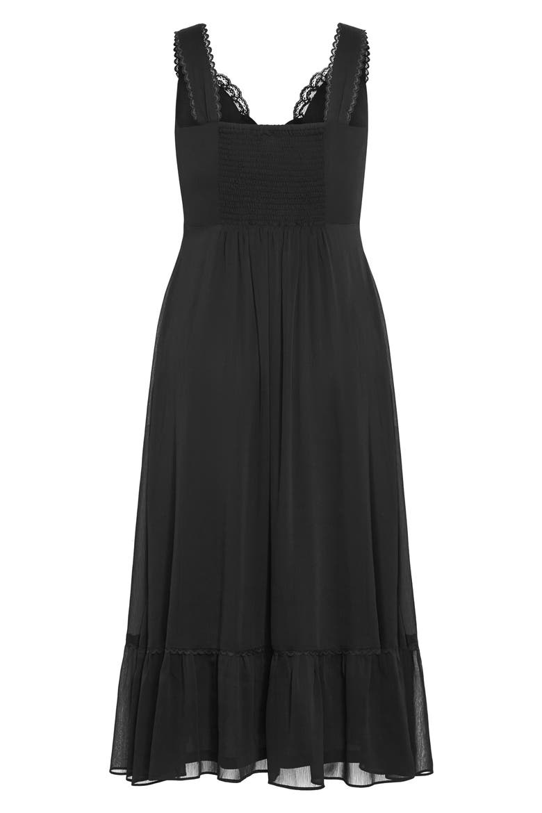 Lidia Lace Trim Maxi Dress, Alternate, color, BLACK