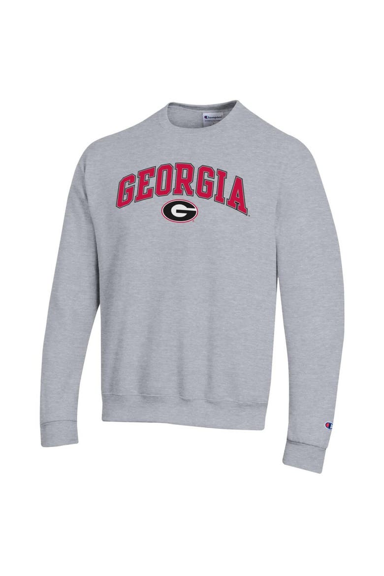 Men's Champion  Heather Gray Georgia Bulldogs Arch Over Logo Pullover Sweatshirt, Alternate, color, Heather Gray