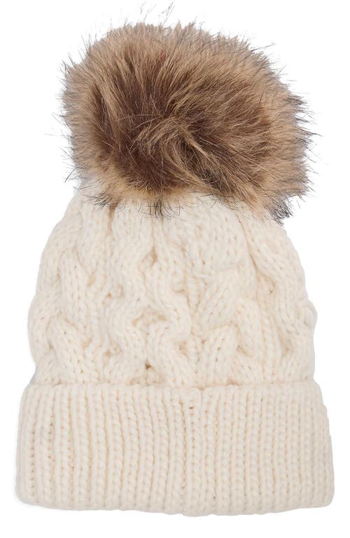Barbour Penshaw Faux Fur Pompom Beanie & Scarf Set Gift Box In Gray
