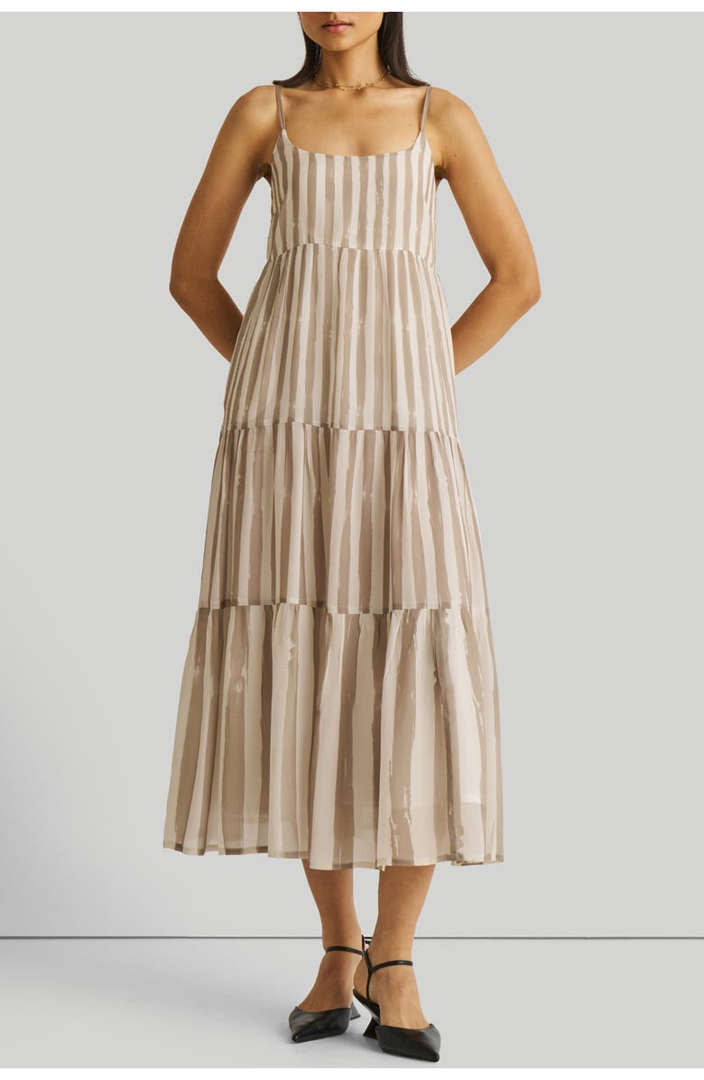 Reistor Strappy Tiered Maxi Dress, Main, color, Beige Striped
