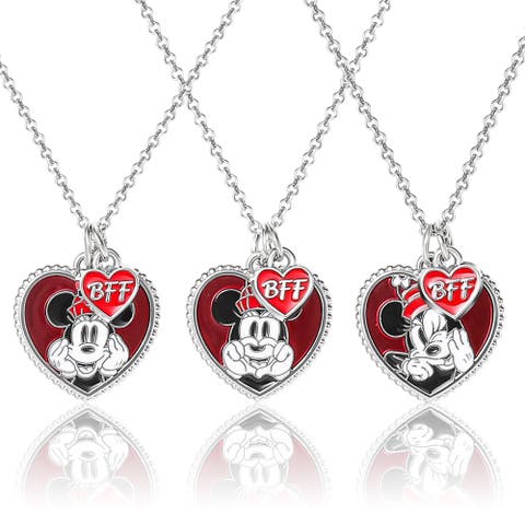 Mickey & Minnie Mouse Heart Necklace, Set of 3