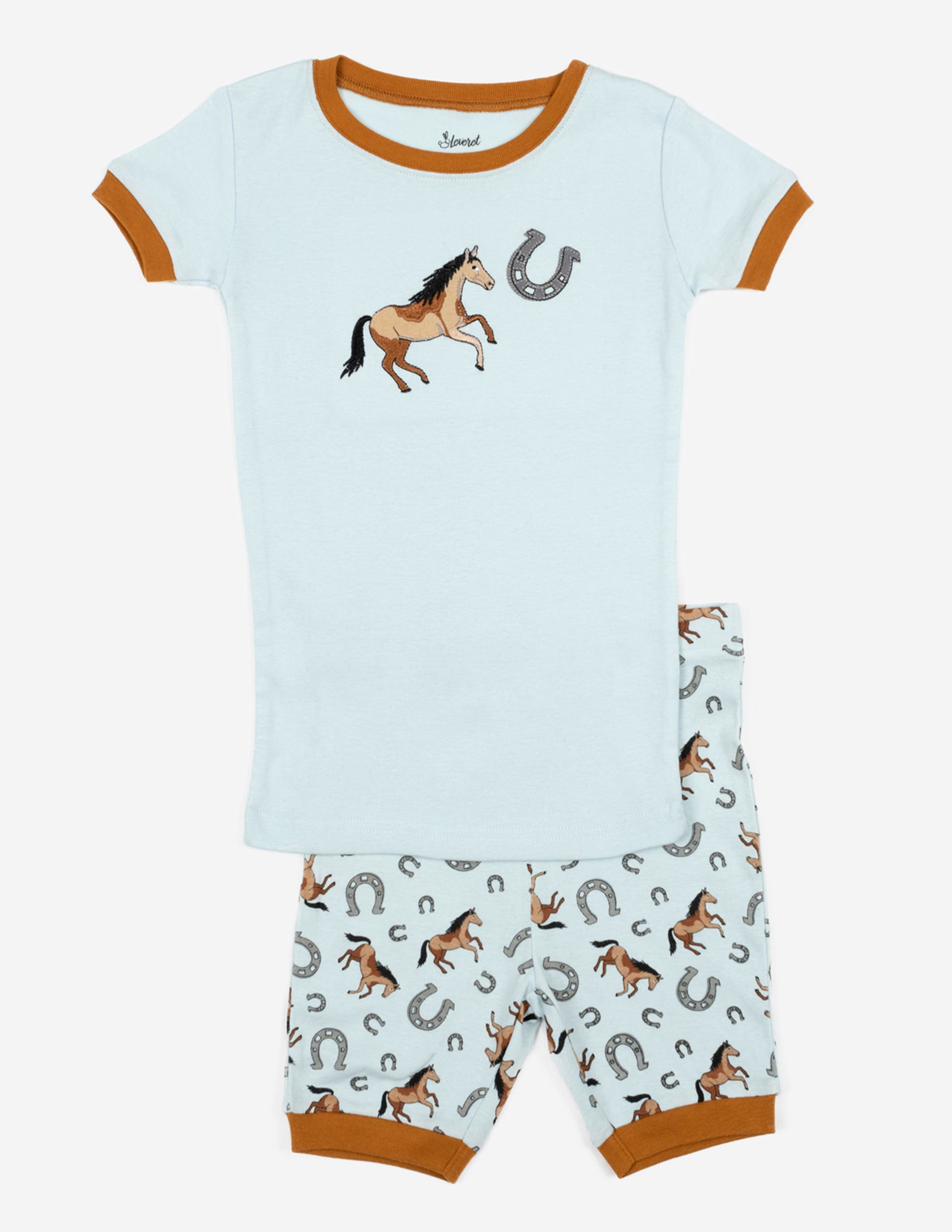 Leveret Kids Short Sleeve Cotton Striped Matching Family Pajamas In Blue