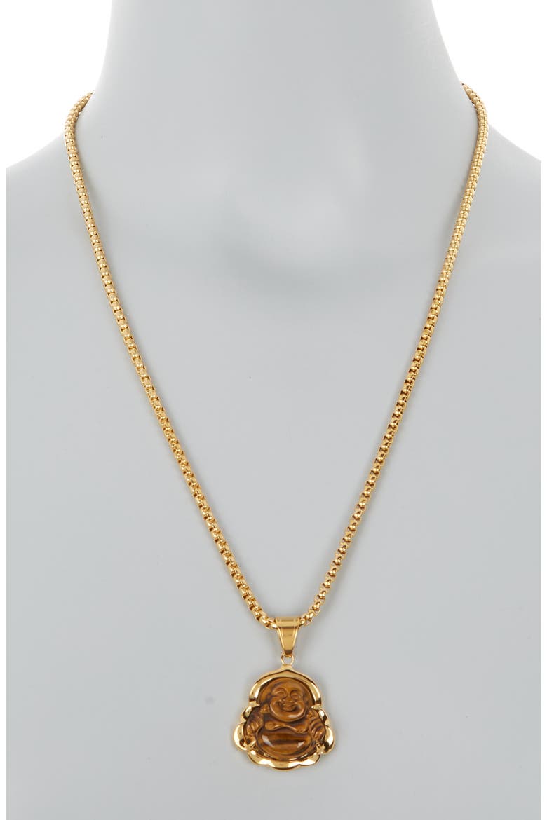 Men's Leo Buddha Pendant Necklace, Alternate, color, GOLD