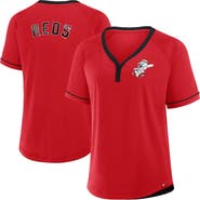 FANATICS Women's Fanatics Red Cincinnati Reds Cooperstown Collection League Diva Raglan V-Neck T-Shirt
