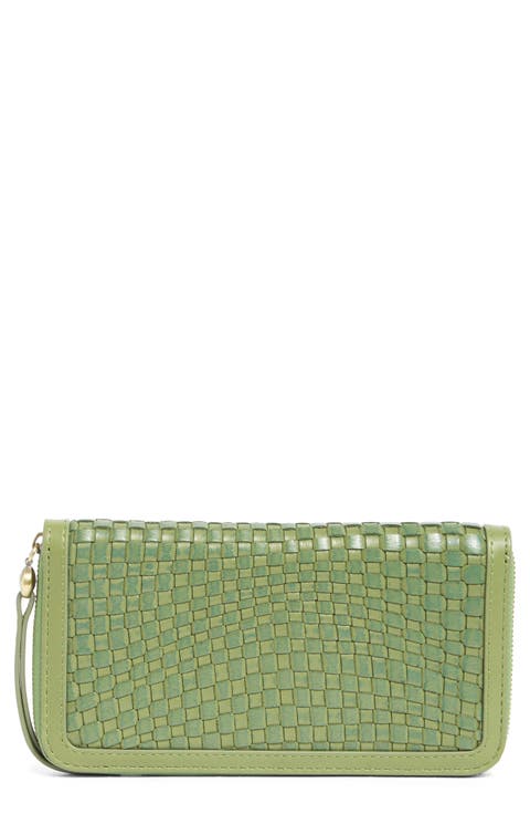 Large Nila Woven Leather Zip Around Wallet