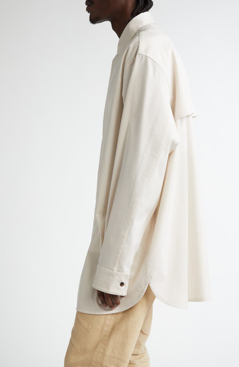 Fear of God Vented Stretch Cotton & Virgin Wool Button-Up Shirt, Alternate, color, Cream