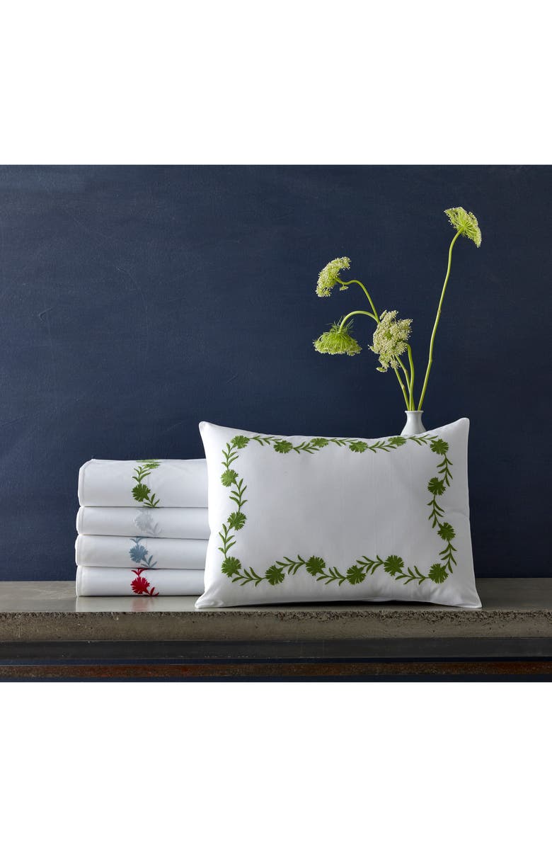 Matouk Daphne 520 Thread Count Flat Sheet, Alternate, color, Hazy Blue