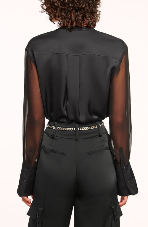 Ramy Brook Tia Mixed Media Button-up Shirt In Black