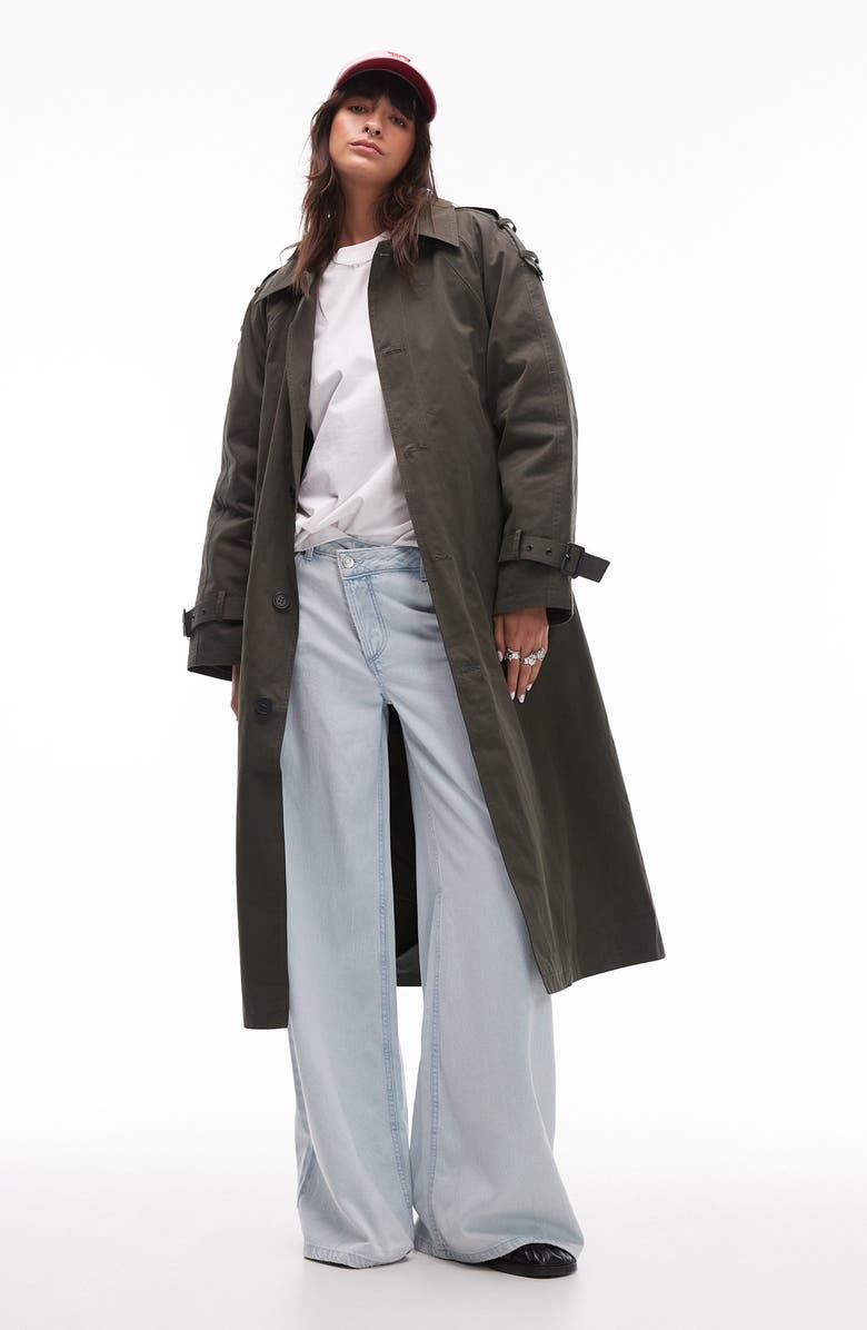 Topshop Cotton Trench Coat with Removable Quilted Lining, Main, color, 
