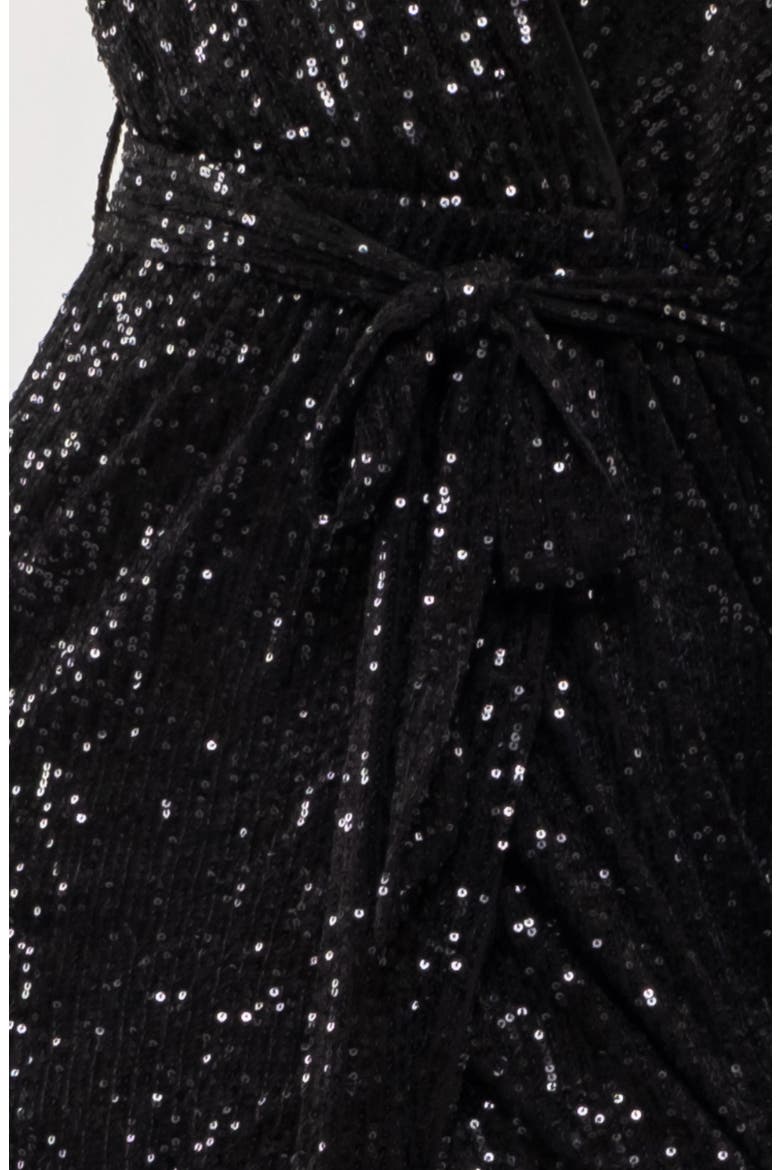 Sequin Long Sleeve Dress, Alternate, color, BLACK