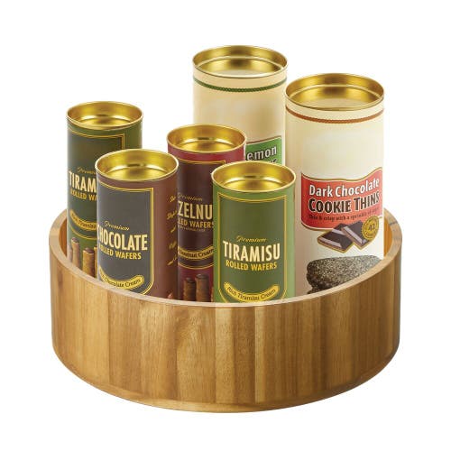 Basic 10-inch Round Acacia Wood Lazy Susan Organizer For Kitchen