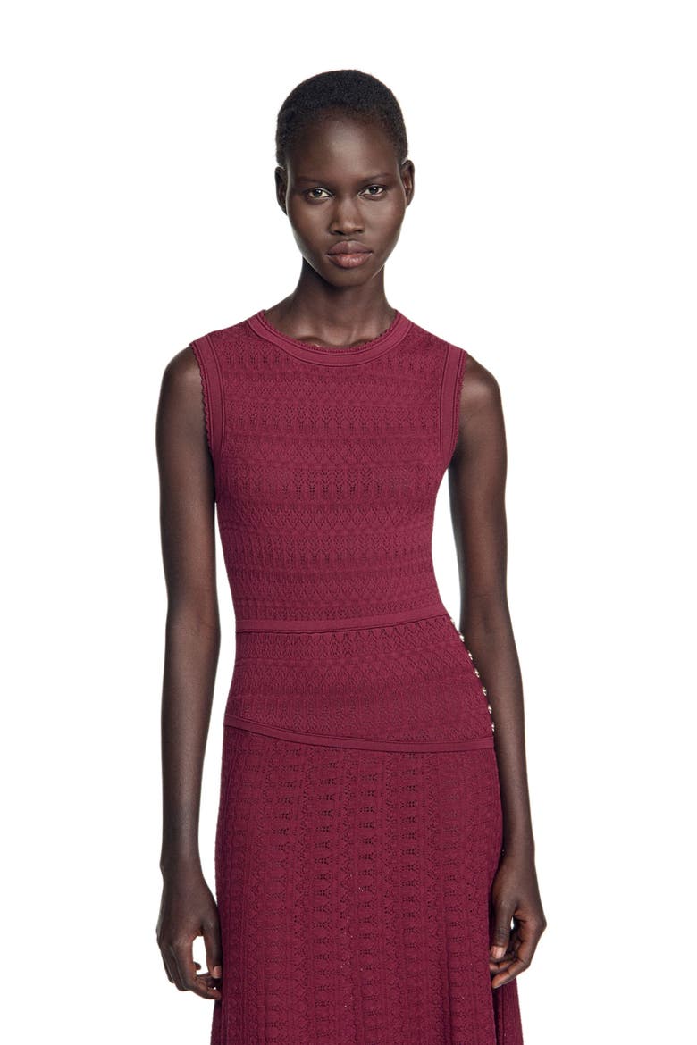 Pointelle knit maxi dress, Alternate, color, Bordeaux