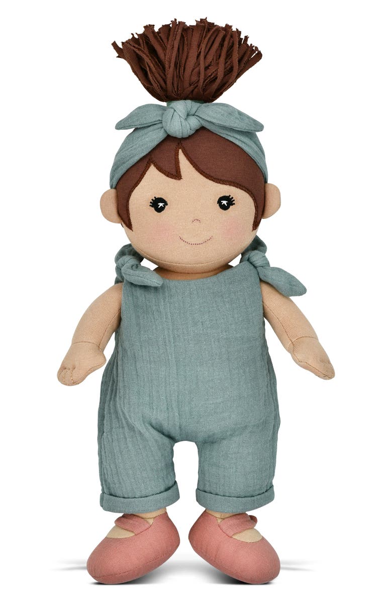 APPLE PARK Soft Organic Cotton Baby Doll, Main, color, Teal