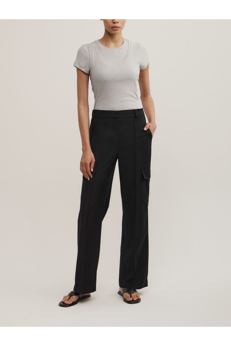 Pocket Detail Mid Rise Trousers, Alternate, color, Black