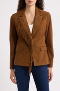 Elie Tahari Adeline Suede Leather Fringe Jacket