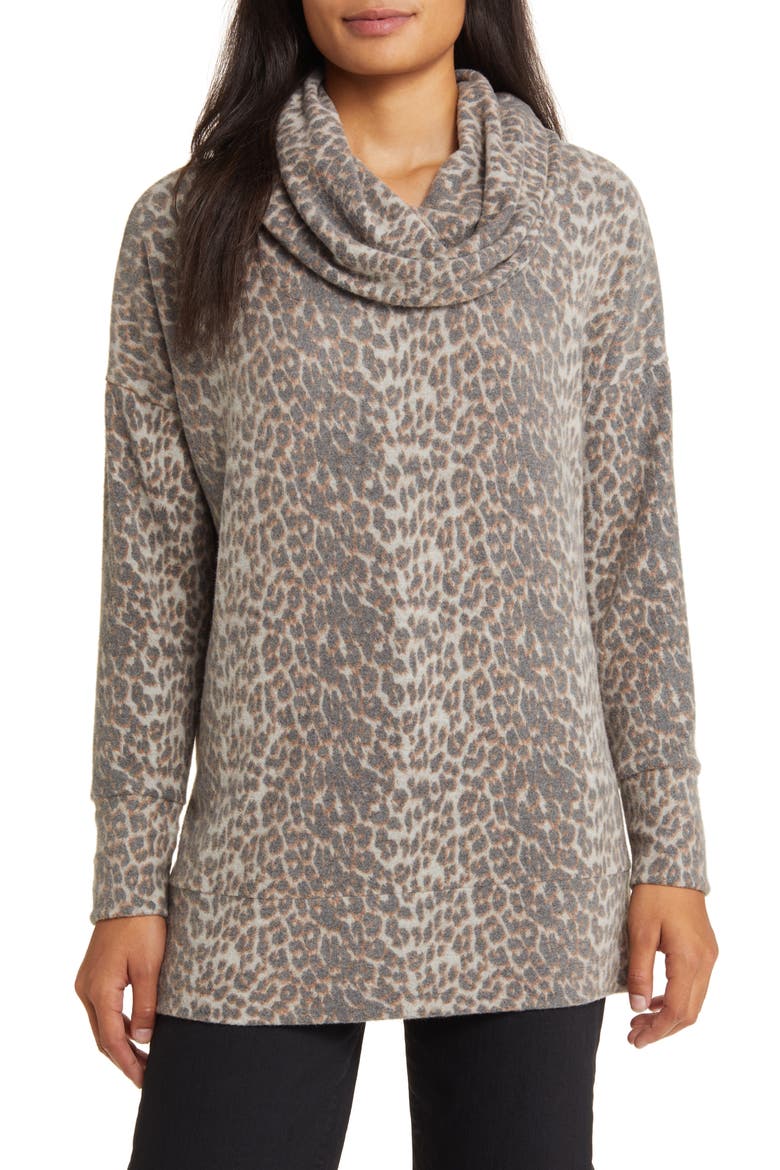 Cowl Neck Tunic, Main, color, GRAY/ CHARCOAL
