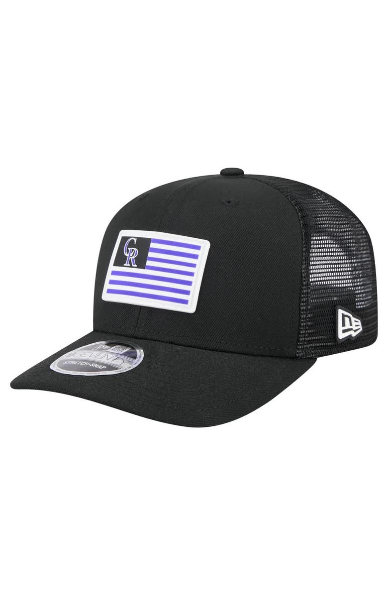 New Era Men's New Era Black Colorado Rockies Flag 9SEVENTY Stretch-Snap Hat, Main, color, Black