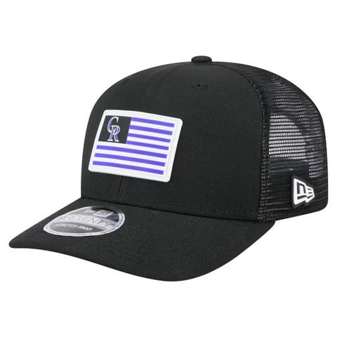 Men's New Era Black Colorado Rockies Flag 9SEVENTY Stretch-Snap Hat