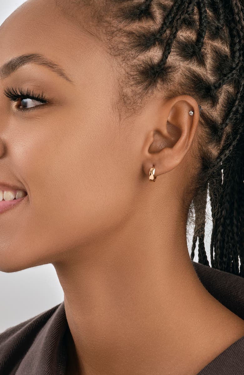 Sterling Forever 14K Rose Gold Vermeil 11mm Micro Huggie Hoop Earrings, Alternate, color,