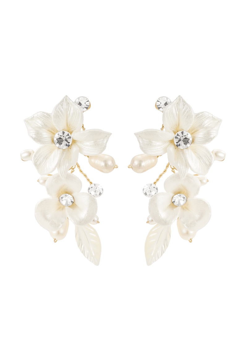 Louise Porcelain Flower Earrings, Main, color, Ivory